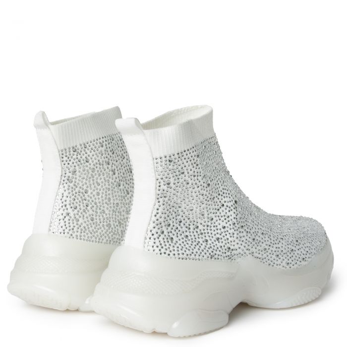 Genova-2 Rhinestone Sock Sneaker White