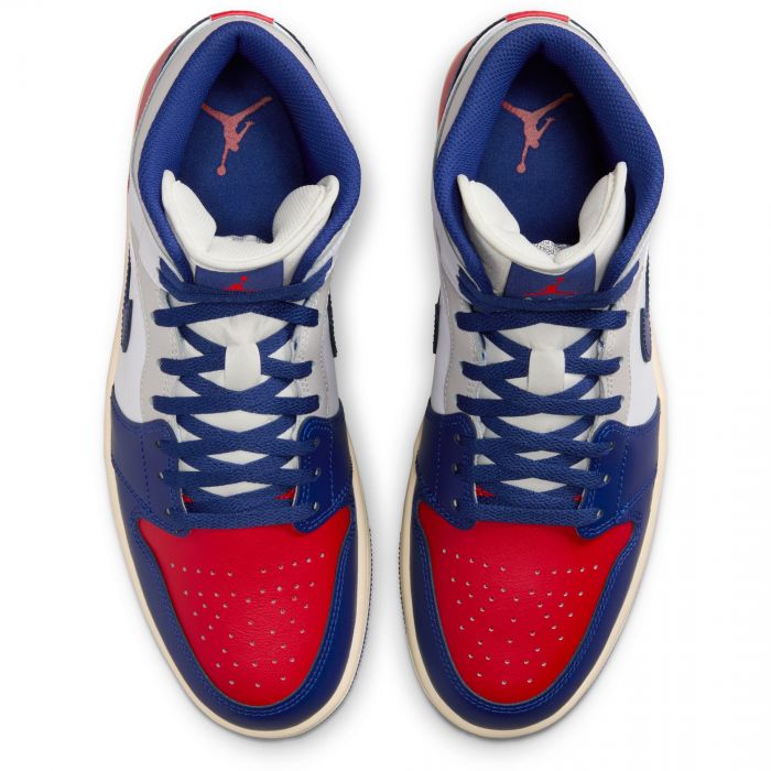 Air Jordan 1 Mid White/Deep Royal Blue-University Red