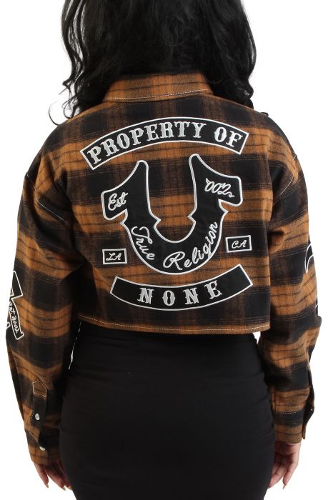 Big T Cropped Flannel Shacket  Plaid