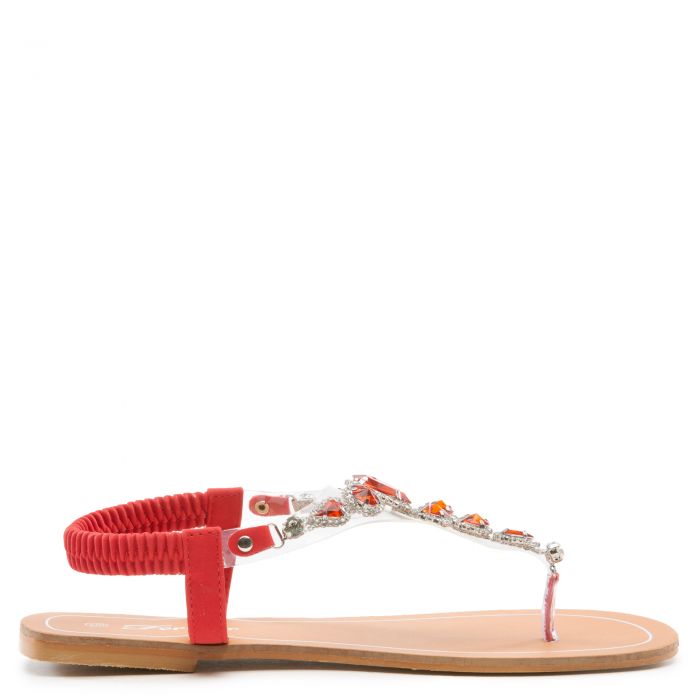 Jewel-85 Flat Sandals Red