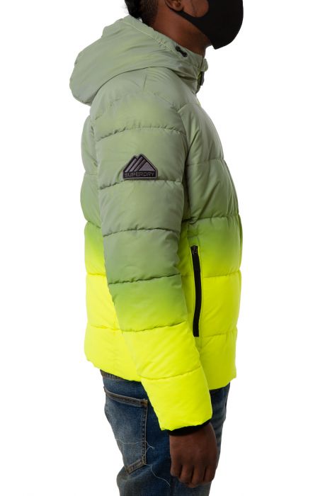 Ombre Reflective Puffer Jacket Neon Yellow