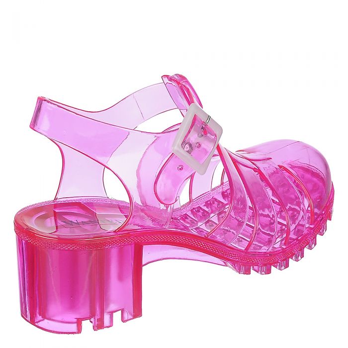 WANTED SHOES INC. Women's Gumball Low Heel Jelly Sandal GUMBALL/FUCHSIA Shiekh