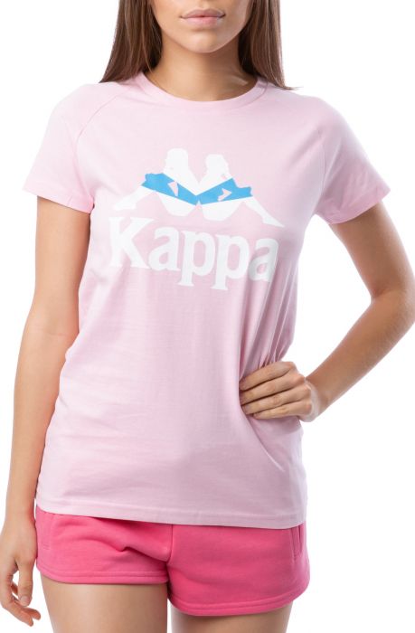 pink and white kappa shirt