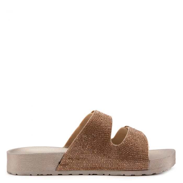 Espen Rhinestone Slides Rose Gold