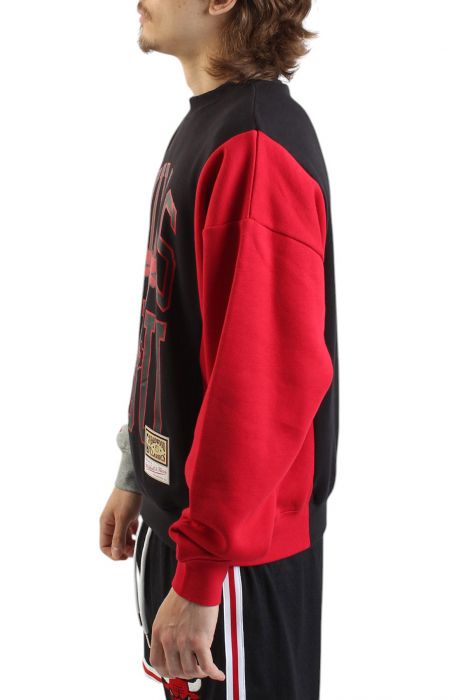 NBA Chicago Bulls Split 3 Crewneck Sweater Black/Grey/Red