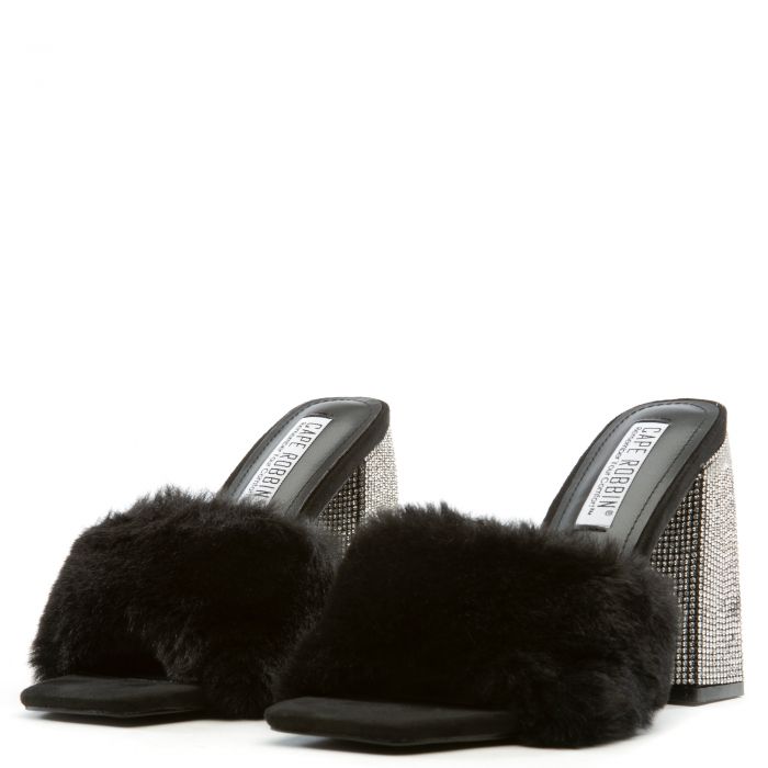 Softy Fur High Heels Black