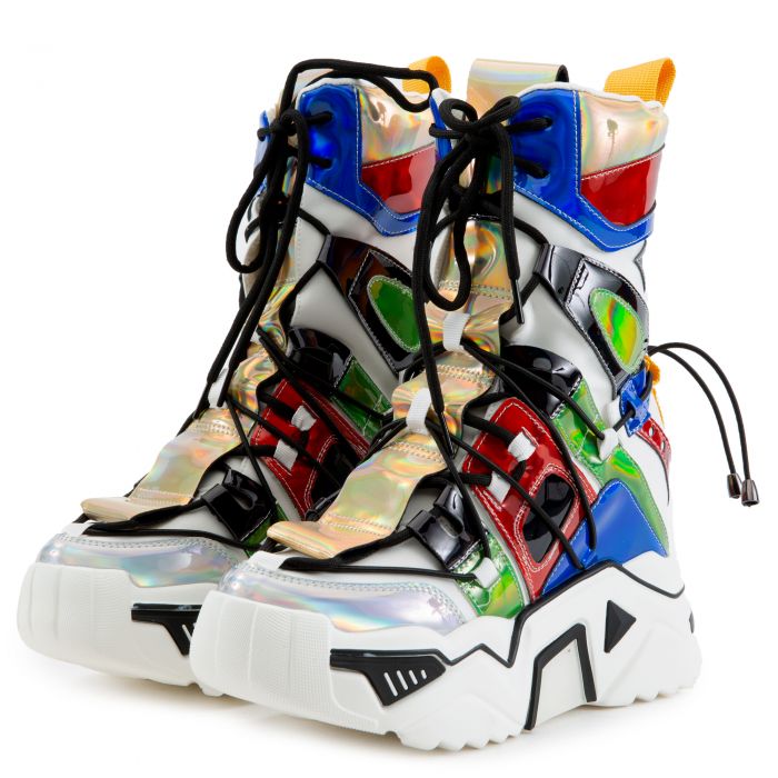 Damson-09 Platform Sneakers White Hologram