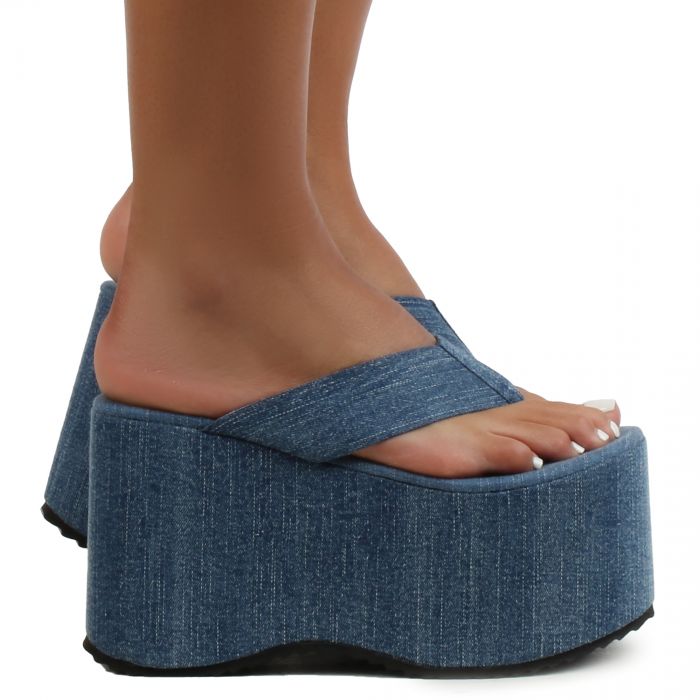 Wedge Platform Sandal  Denim