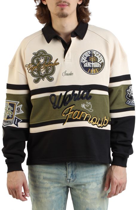 Ivy Rugby Long Sleeve T-Shirt  Black/Olive