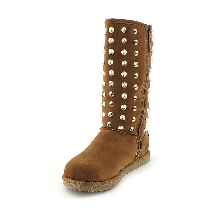 Flat Studded Boot Urban Studs Tan Tan