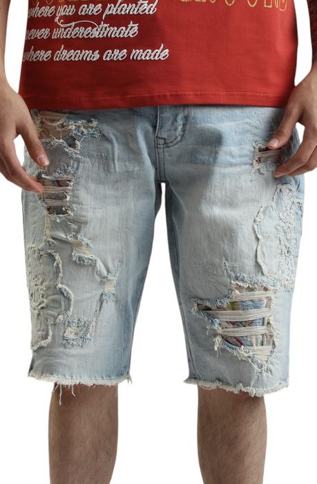 Palermo Cut out Denim Shorts Blue