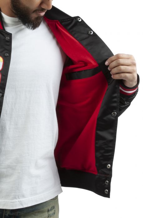 Branded Lightweight Satin Jacket  Black