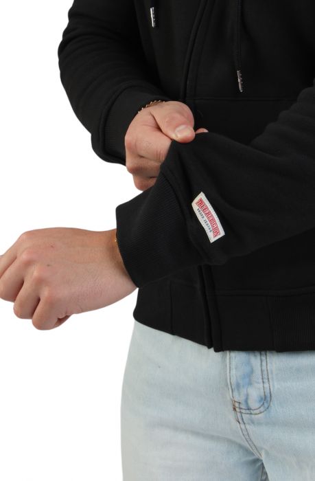 Embroidered True Religion Zip Hoodie  Black/White