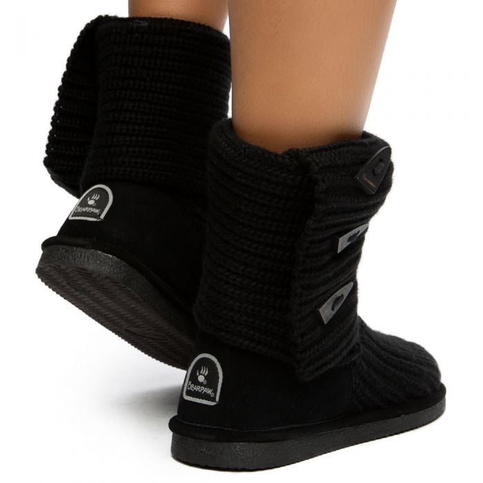 Knit Tall Booties in Black Black