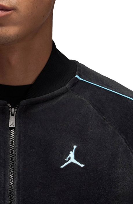  Brooklyn  Velour Track Jacket Black/Blue Chill