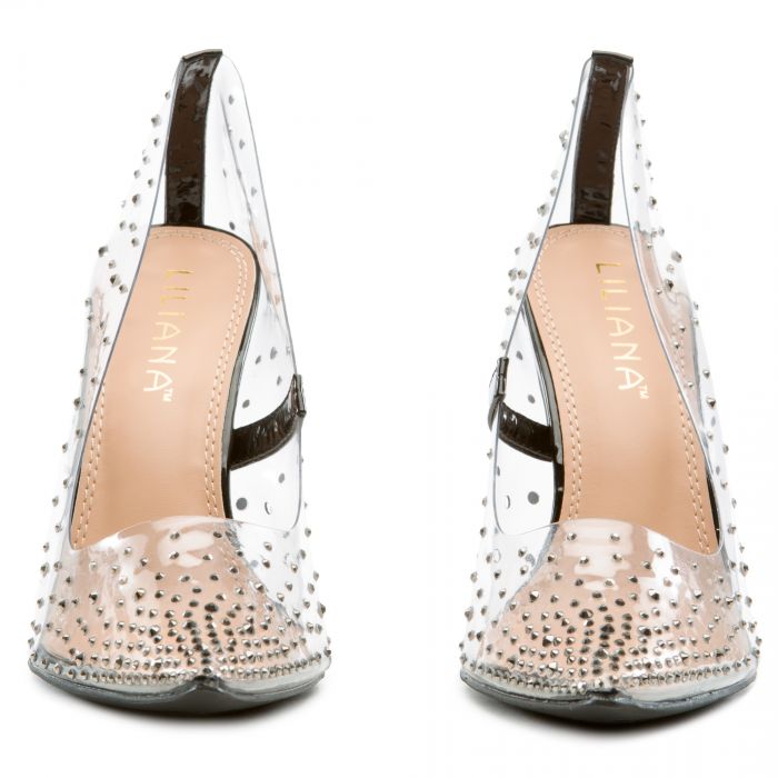 Badass-1 Pointy Toe Clear Pump Heels Black
