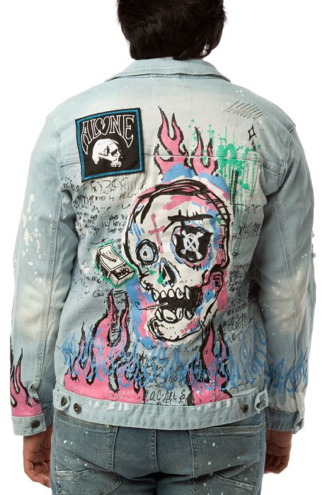 SMOKE RISE Lost Skulls Denim Jacket SJJ21153-SPEC - Shiekh