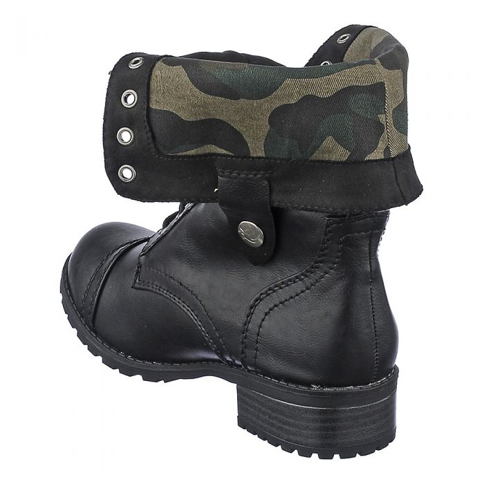 Fold-Down Combat Boot Oralee-S Black/Camouflage Black/Camouflage