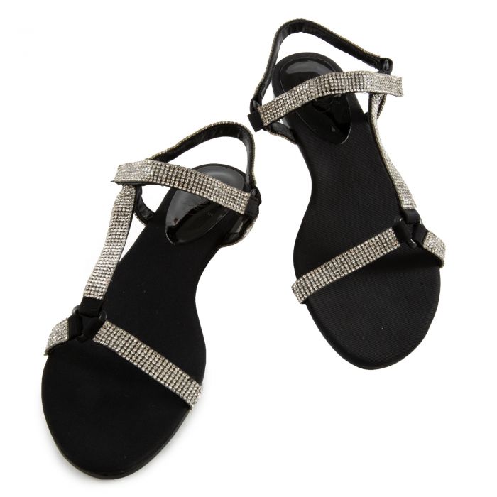 LILIANA Senorita-1 Rhinestone Strap Sandals SENORITA-1-BLACK - Shiekh