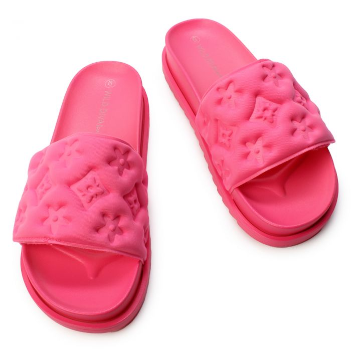Aileen-37 Flat Slide  Neon Pink