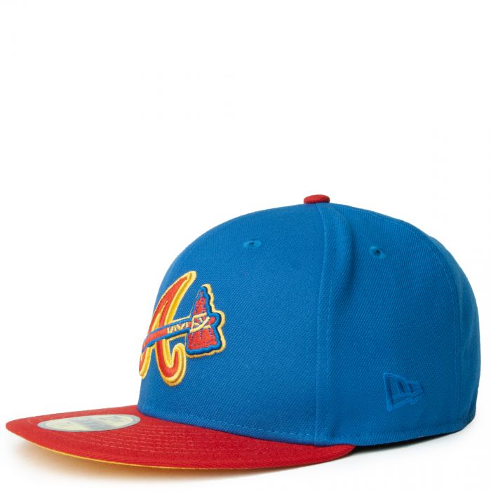 NEW ERA CAPS Atlanta Braves Blue Red 59Fifty Fitted Hat 70740150 - Shiekh