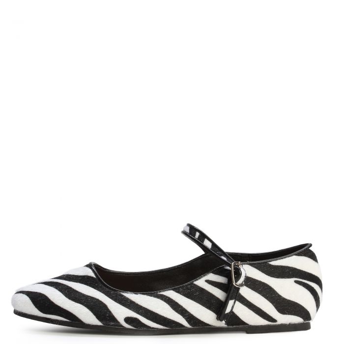 Zebra Mary Jane Flat Black/White