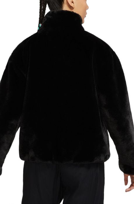 Sportswear Faux Fur Swoosh Jacket  Black/Fossil