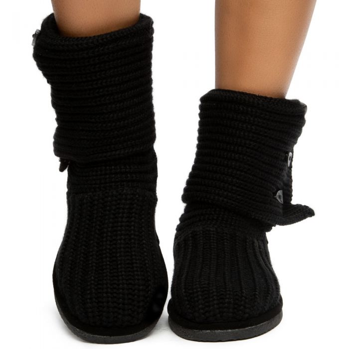 Knit Tall Booties in Black Black