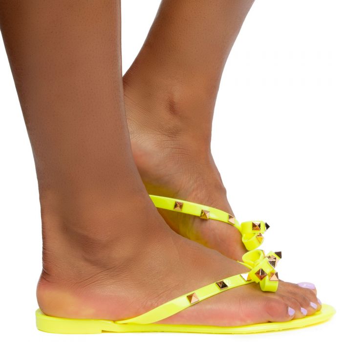 Joanie-172 Jelli Flip Flops Neon Yellow