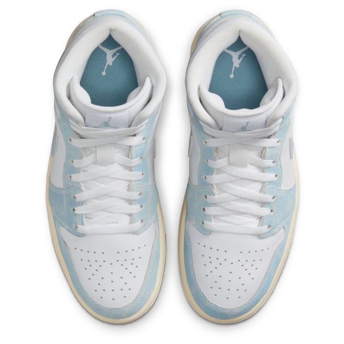 Air Jordan 1 Mid SE White/Worn Blue-Sail-Gum Light Brown