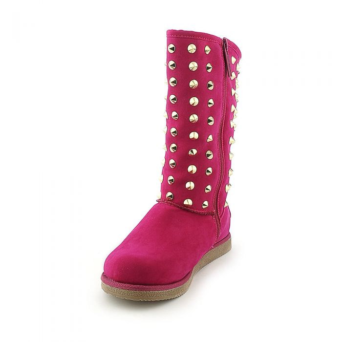 Women's Flat Studded Boot Urban Studs Fuschia