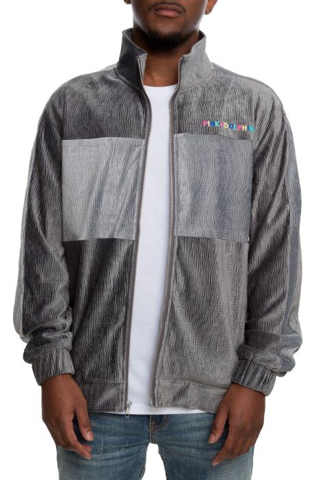 PINK DOLPHIN The Velour Track Jacket in PS1966VJGR-GRY - Shiekh