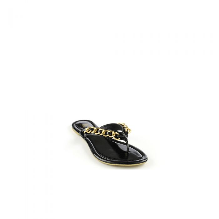 Maui-02 Chain Thong Sandal Black/Gold