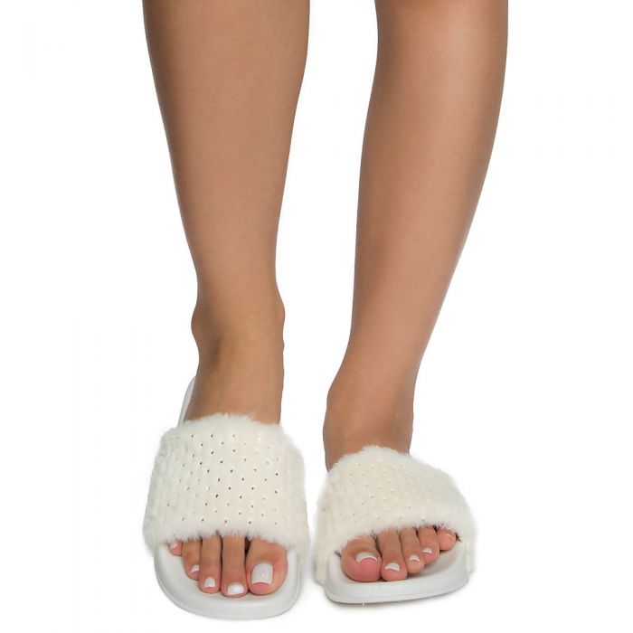 Women's Cozy-82s Slides White