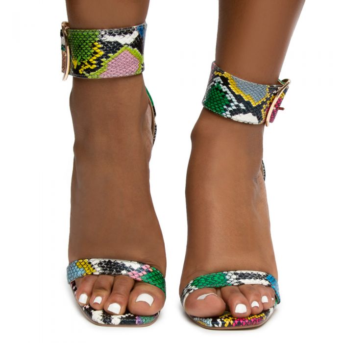 Mareum-1 Chunky High Heels Multi Snake