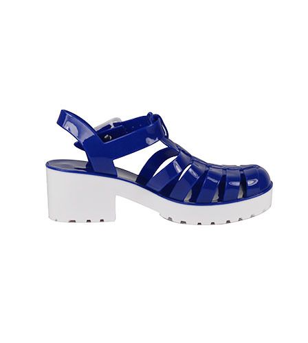 Strawberry-01 Low Heel Jelly Sandal Blue/White