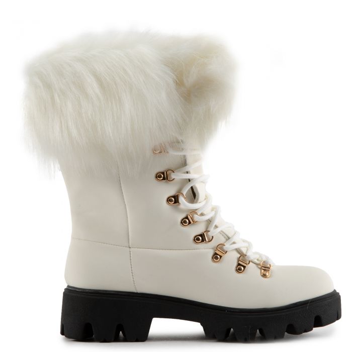 Force-11 Lace-Up Fur Boots White Nubuck