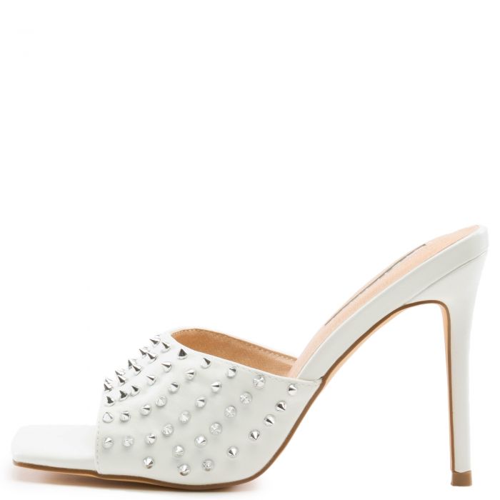 Hugo-8 Studs Stiletto High Heels White/Clear