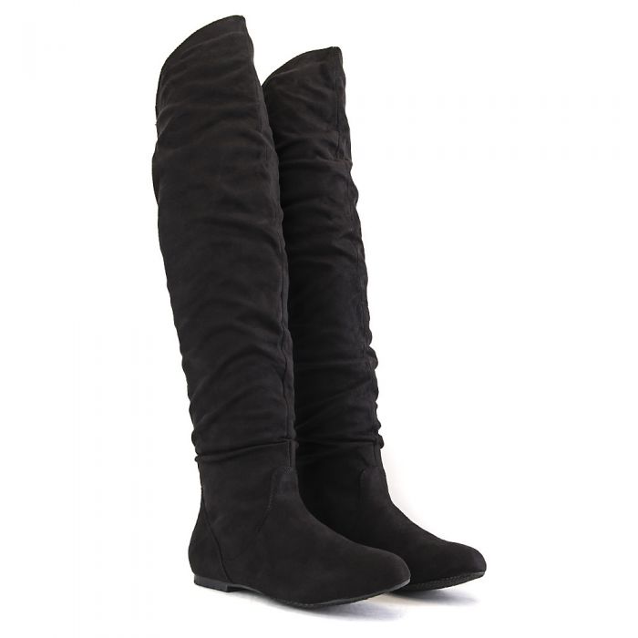 SHIEKH Women's Vickie HI Knee-High Pocket Boot VICKIE HI/ BLACK SUEDE ...