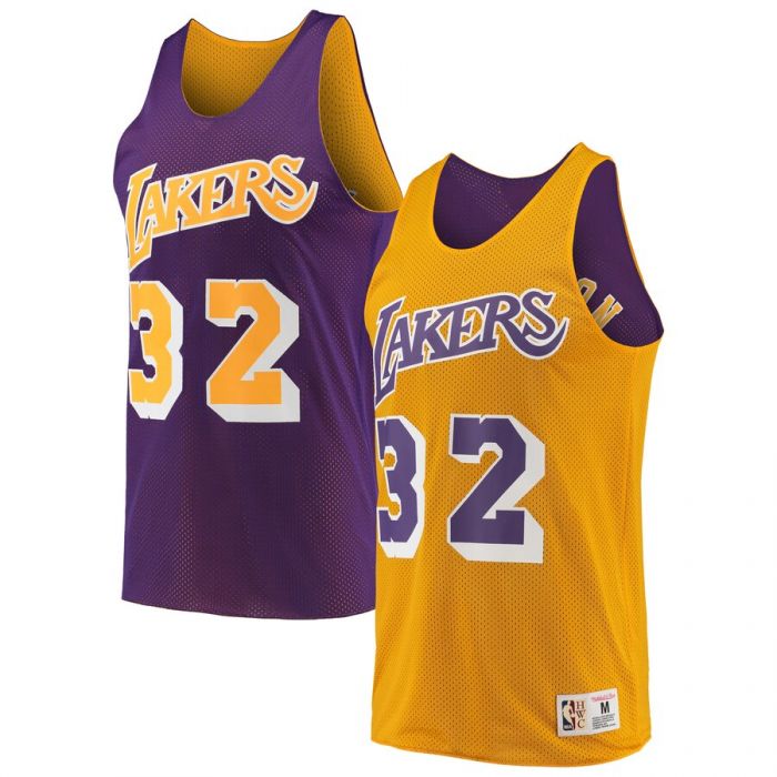 Men's Mitchell & Ness Magic Johnson Purple Los Angeles Lakers Mesh