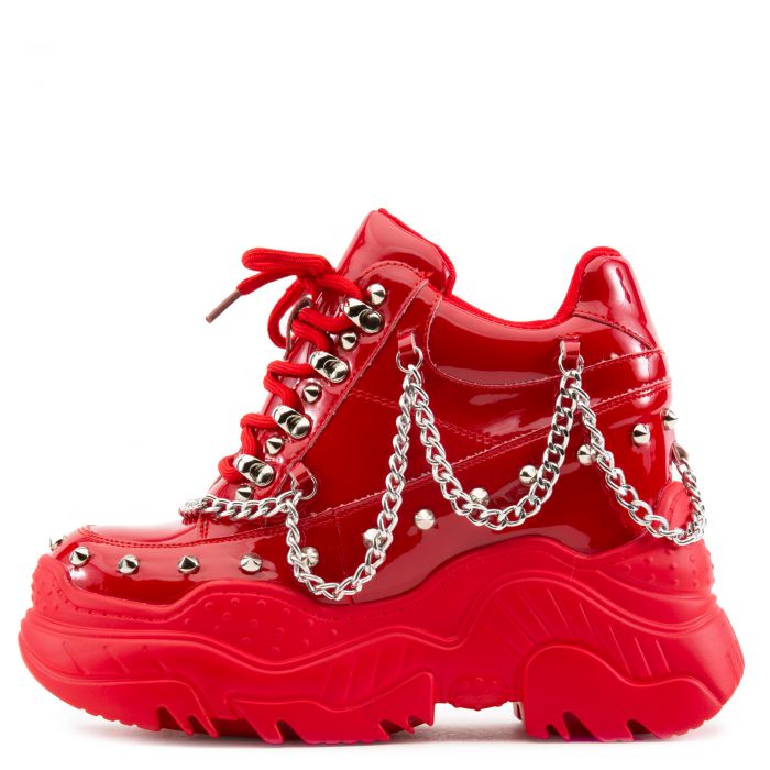Space Candy Platform Sneakers with Studs Red