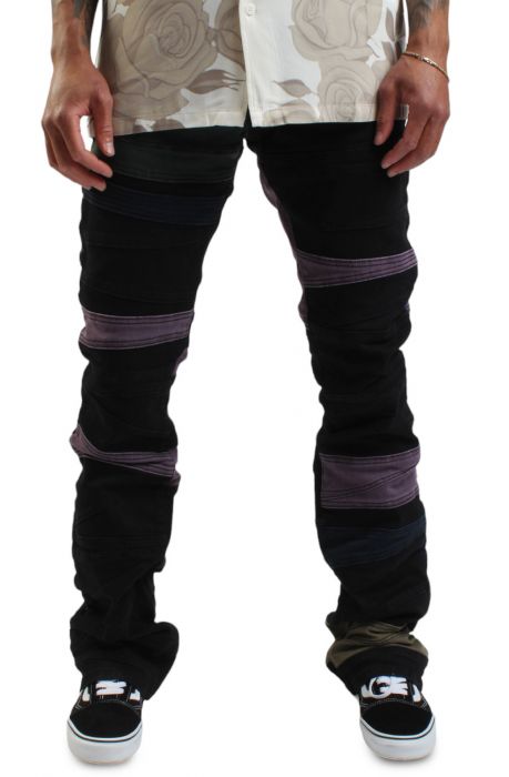 Color Panel Stacked Flare Jean  Black