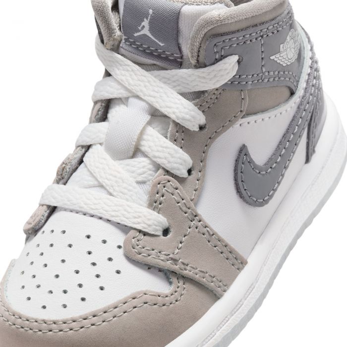 Toddler Jordan 1 Mid SE WHITE/COOL GREY-MEDIUM GREY