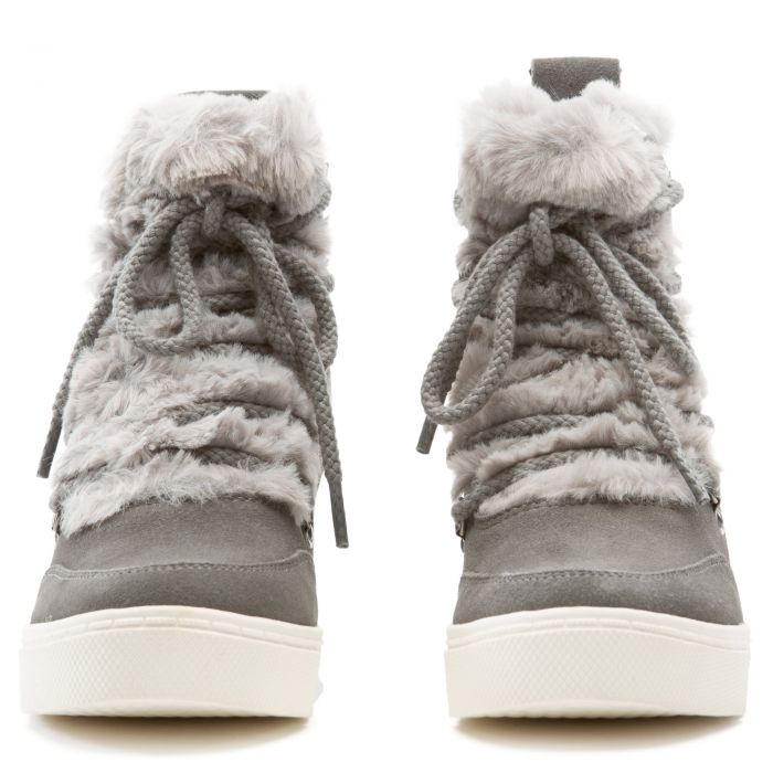 Lift Fur Casual Wedge Sneaker Grey