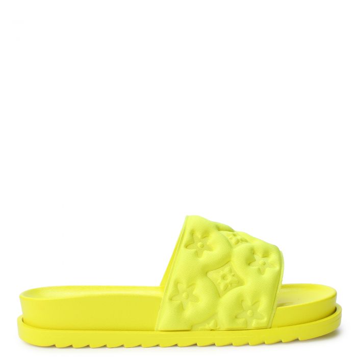 Aileen-37 Flat Slide  Neon Yellow Lycra