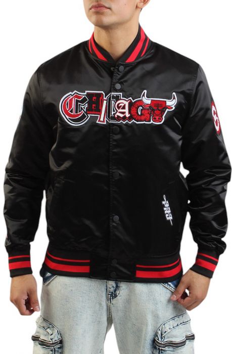 NBA CHICAGO BULLS CITY RANSOM SATIN JACKET Black/Red