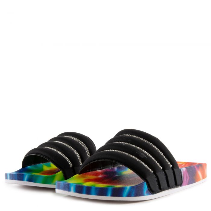 Delma-8 Rhinestone Slides Black