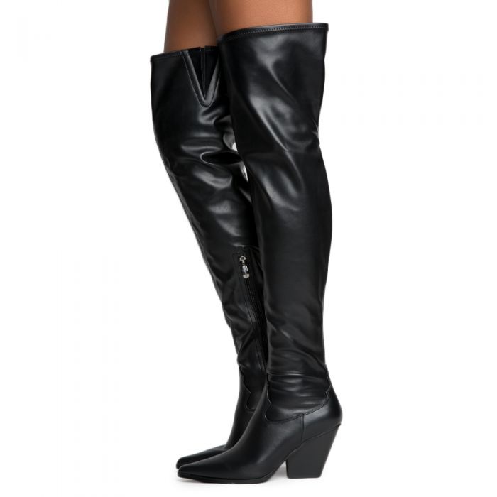 CAPE ROBBIN Kelsey-9 Black Thigh High Boots KELSEY-9/BLACK - Shiekh