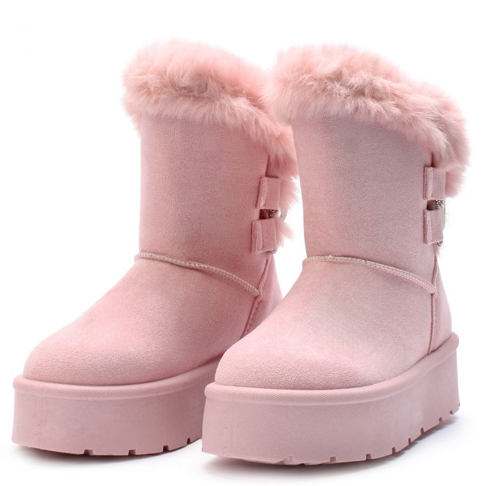 Faux Suede Bootie Pink