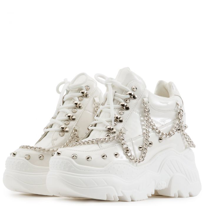 Space Candy Platform Sneakers with Studs White